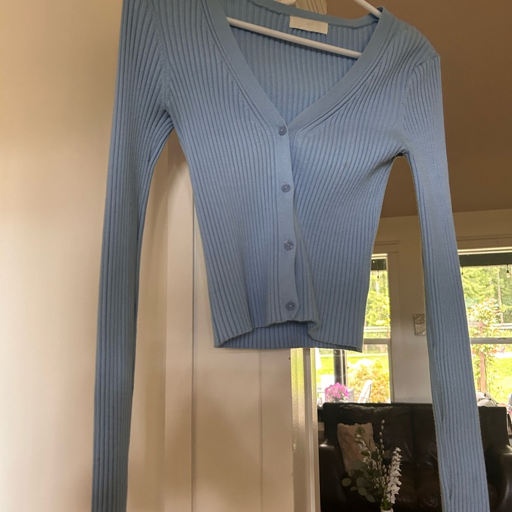 H&M - Light Blue Ribbed Cardigan